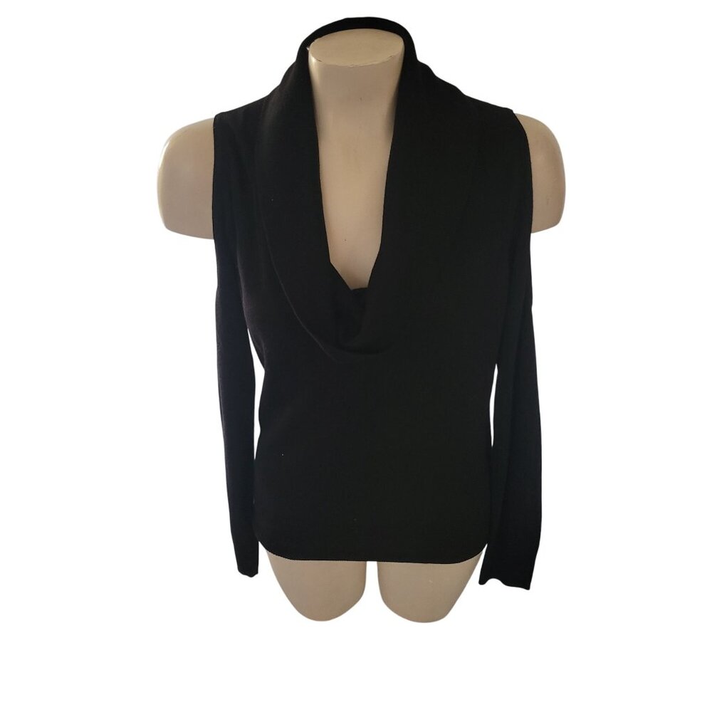 ARMANI EXCHANGE Black Cowl Neck Womens Sweater Open shoulder Long Sleeve Luxury